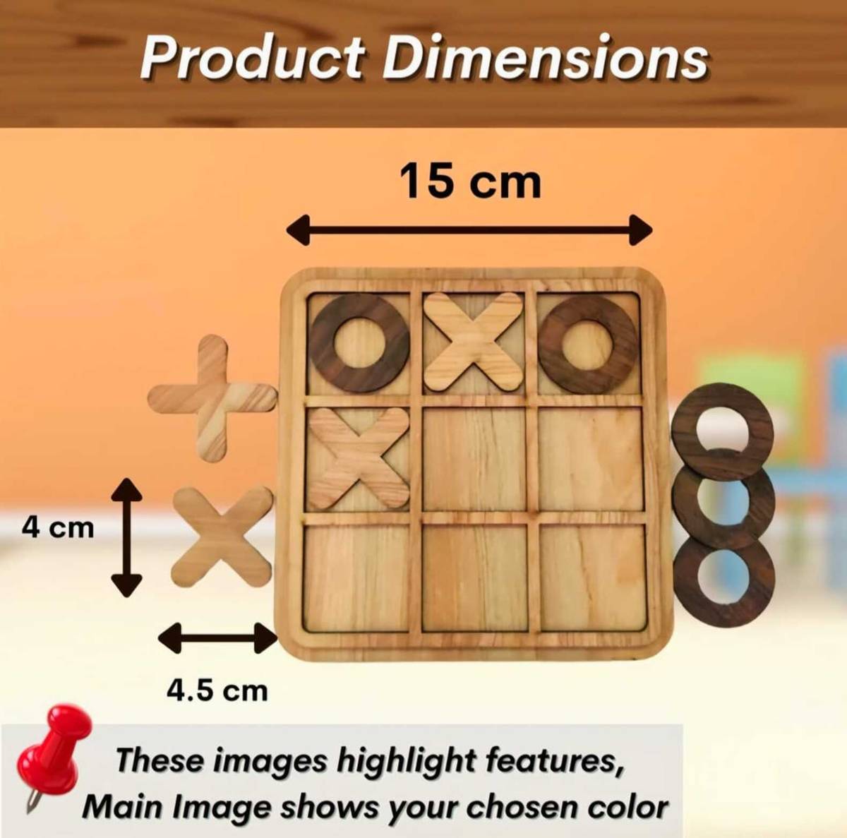 HK Sports Wooden Tic Tac Toe Game with UNO Cards — photo 3