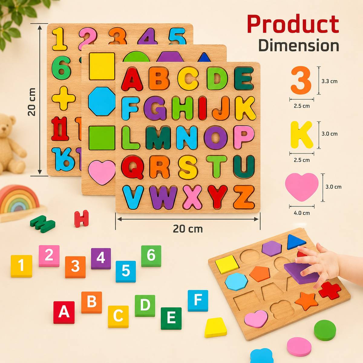 PRIVATECAVE ABCD Board ,alphabet and shape ABCD Puzzle Set number and shape puzzle set — photo 2