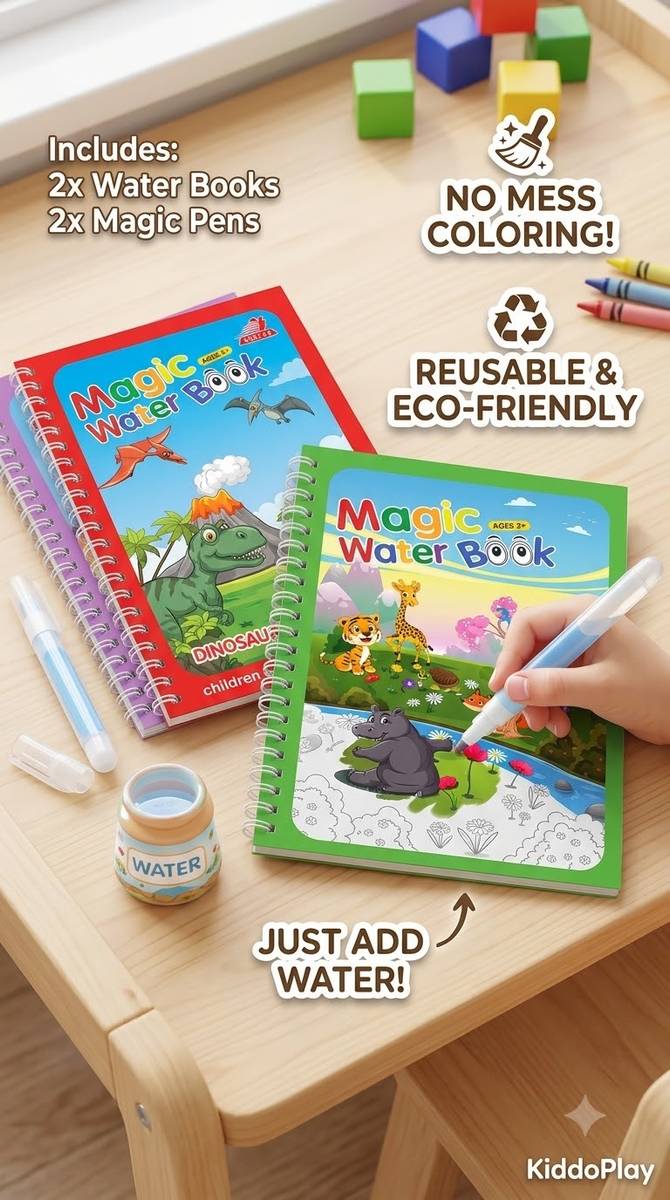 AGPglobal Kids Magic Water Drawing Books Set of 3 Educational Board Games — photo 2