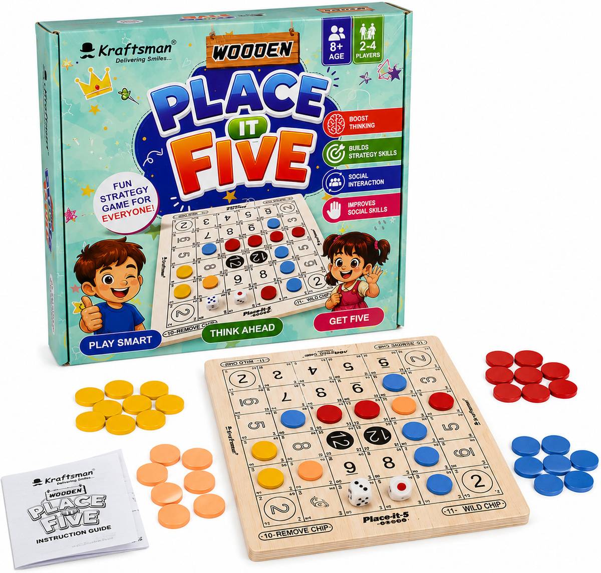 Wooden Place It Five Strategy Board Game for Kids & Adults 8+ Strategy & War Board Game