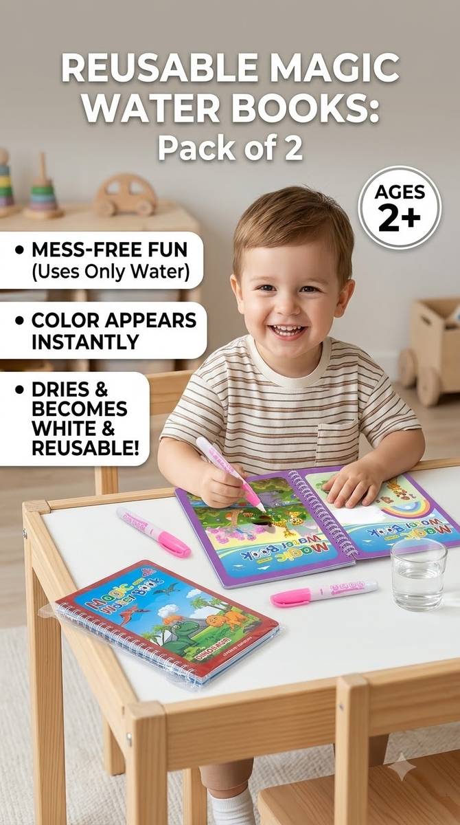 AGPglobal Reusable Magic Water Coloring Books Set of 3 Board Game Accessories — photo 2