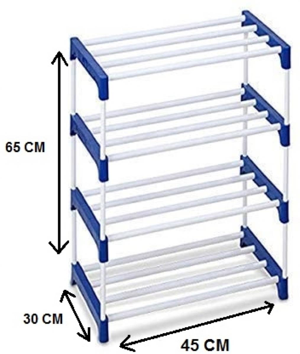 CasinoRetail 4 Layer Book Stand For Studdy room And Office Book Storages Blue & White Color Plastic Open Book Shelf — photo 3