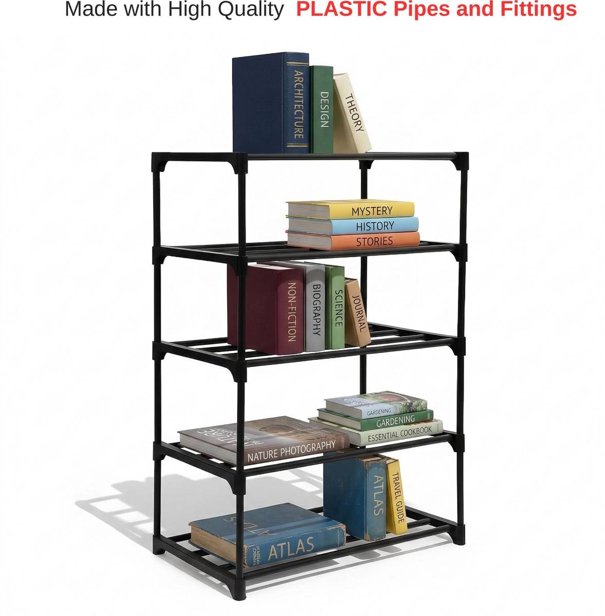 Zyra 5 Tier Book Self Portable Book Shelf, Kids Books Racks for Home Plastic Open Book Shelf — photo 2