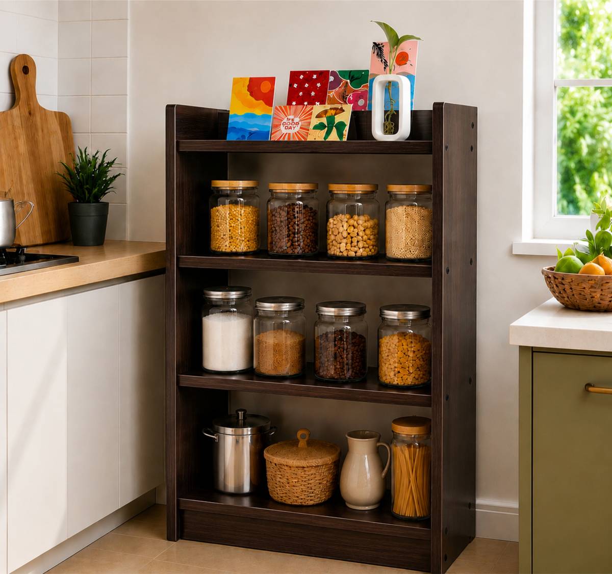 EW Wooden Large 4-Tier Open Bookshelf Rack Showcase Organizer for Living Study Room Engineered Wood Open Book Shelf — photo 3