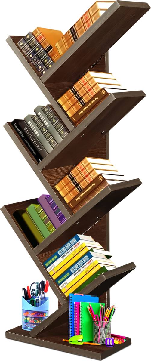 NE Furniture 7-Tier Book Rack, Storage of Book case, Free-Standing Books Engineered Wood Open Book Shelf