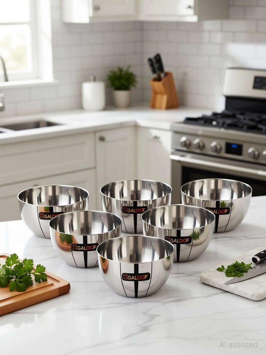 Stainless Steel Vegetable Bowl heavy gauge set of 6