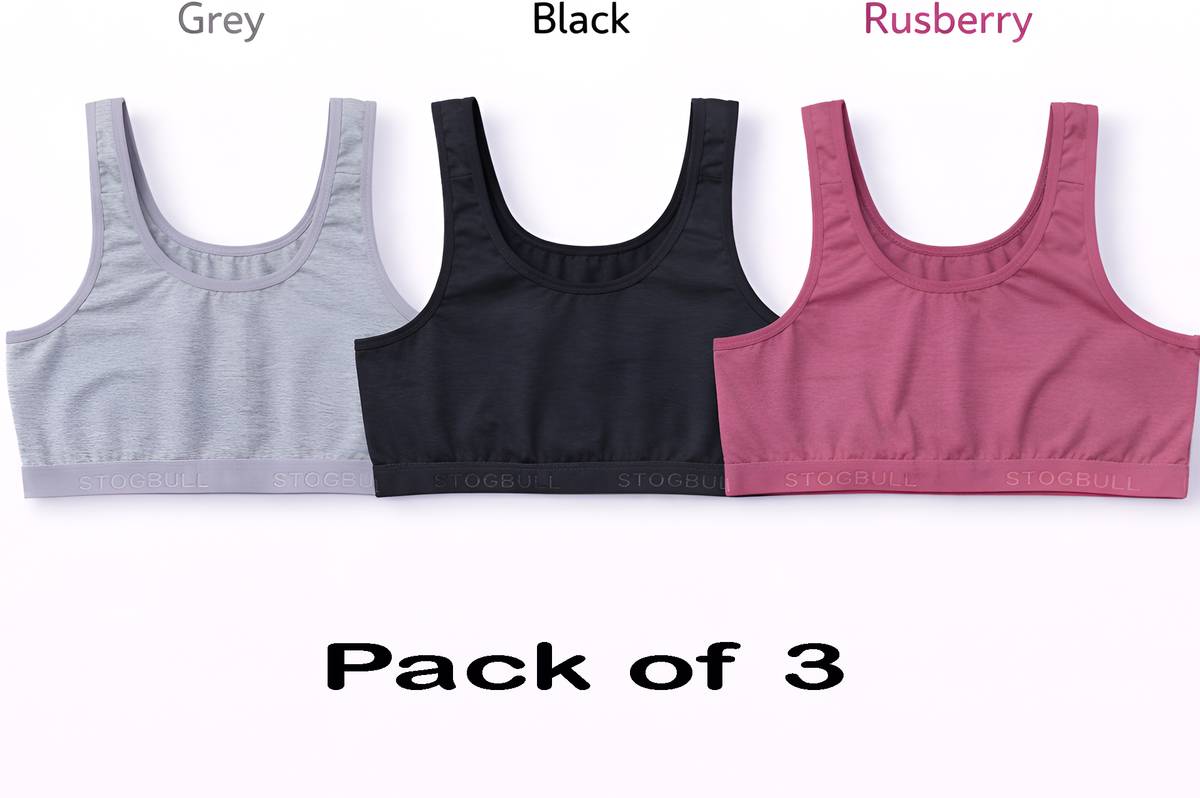 STOGBULL Cotton Lycra Sports Bra combo pack of 3 for Gym Yoga Exercise Running Workout Women Sports Non Padded Bra — photo 2