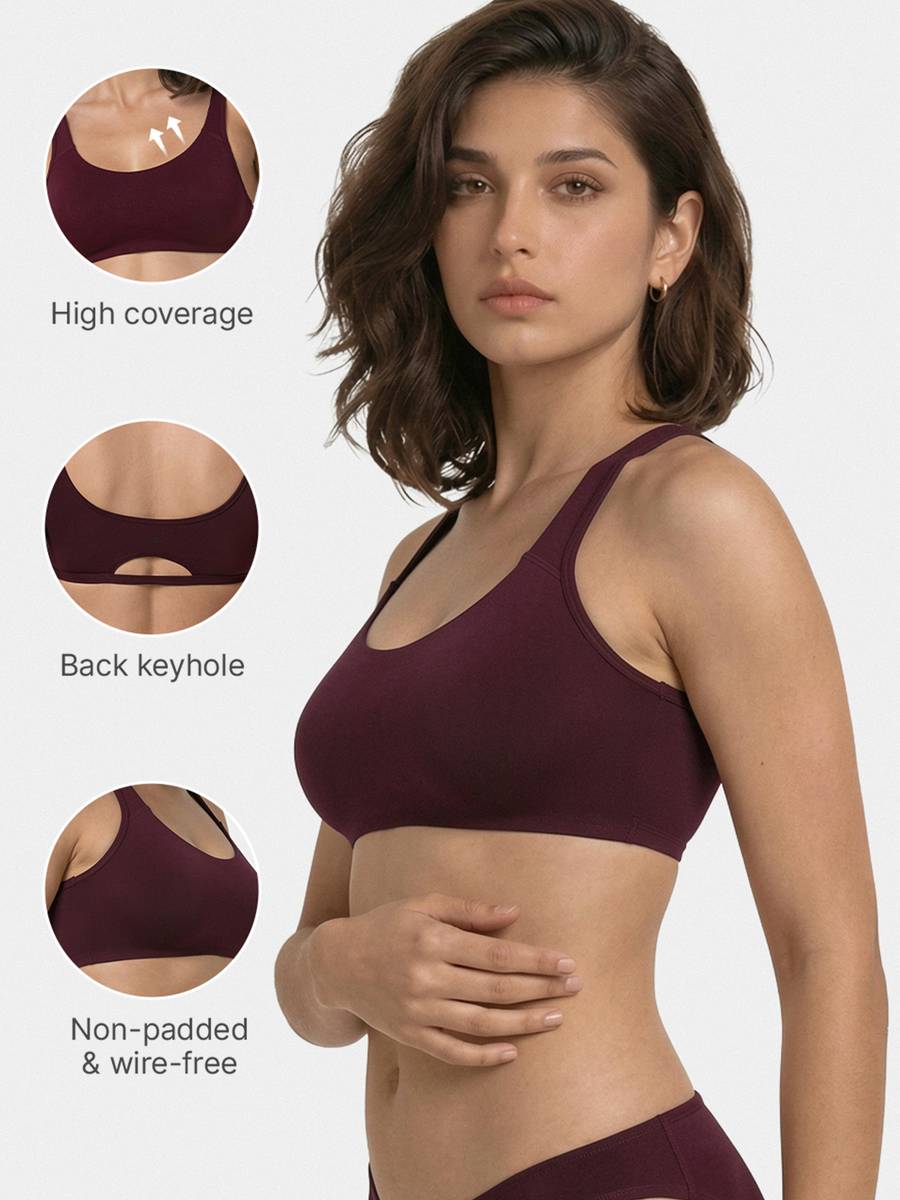 Enamor Womens SB06-Non-Padded, Wirefree & High Coverage Low Impact Sports Bra Women Sports Non Padded Bra — photo 3