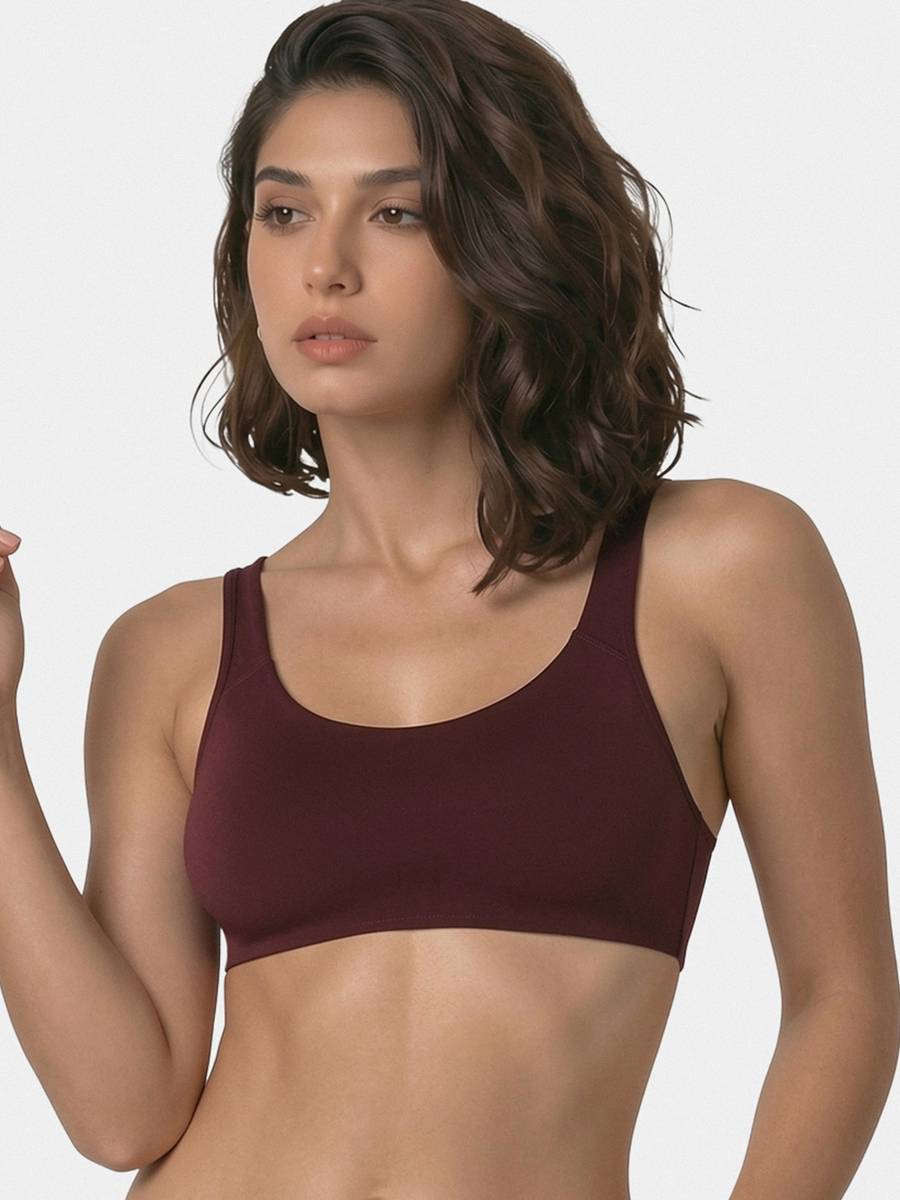 Enamor Womens SB06-Non-Padded, Wirefree & High Coverage Low Impact Sports Bra Women Sports Non Padded Bra