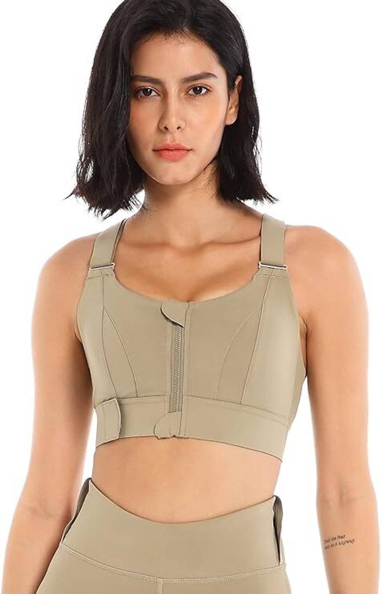 gvv Women Sports Bra High Impact Shockproof Gym Workout Yoga Bra Adjustable Strap Women Sports Lightly Padded Bra
