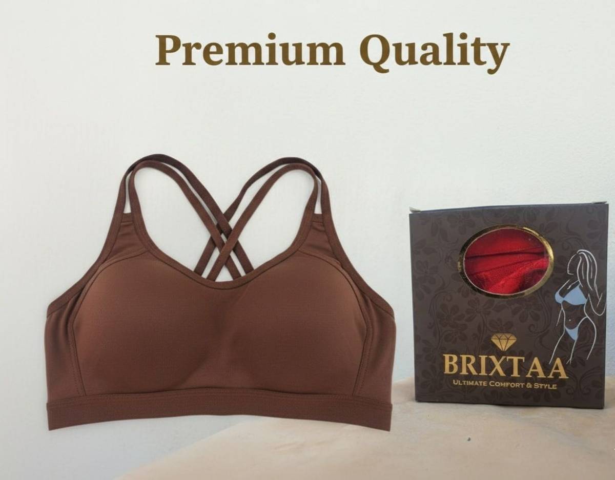 BRIXTAA Women's Non-Padded Sports Bra - Seamed Wire-Free Workout Bra Women Sports Non Padded Bra — photo 4