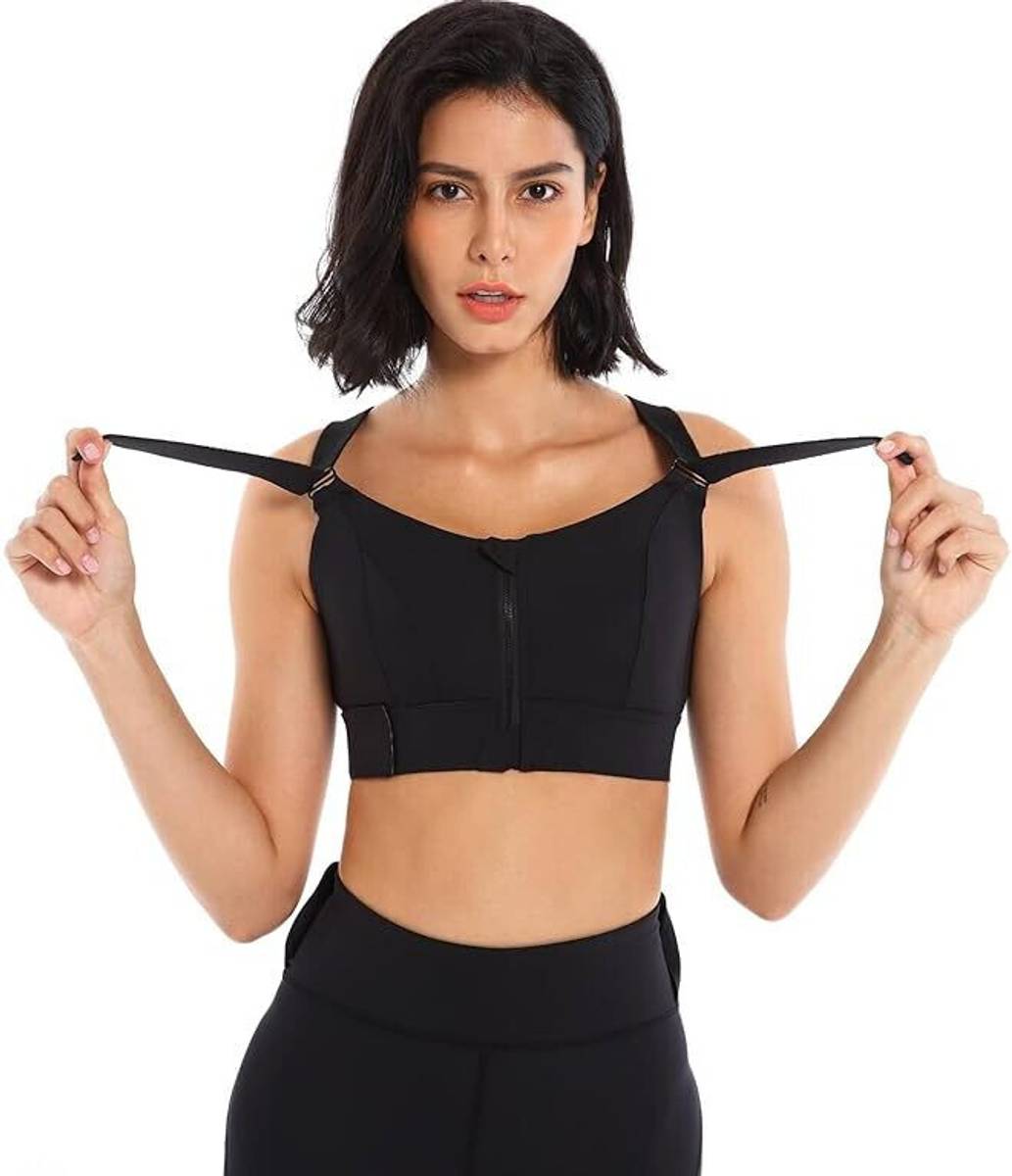Fashiol Women's Lightly Padded Front Zipper Sports Bra For Gym, High Impact Women Sports Lightly Padded Bra