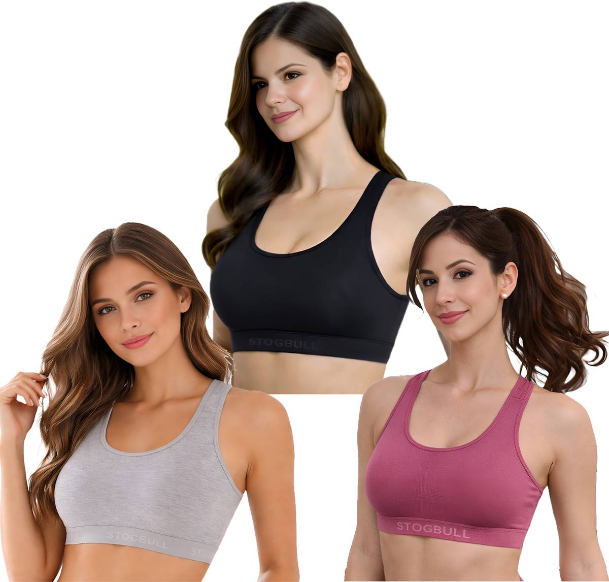 STOGBULL Cotton Lycra Sports Bra combo pack of 3 for Gym Yoga Exercise Running Workout Women Sports Non Padded Bra