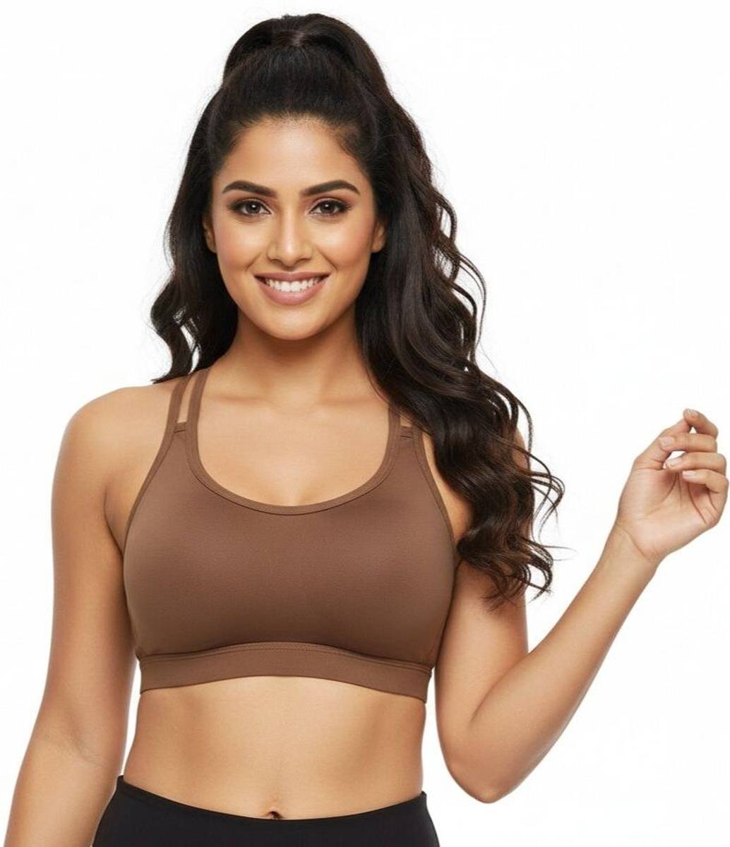BRIXTAA Women's Non-Padded Sports Bra - Seamed Wire-Free Workout Bra Women Sports Non Padded Bra