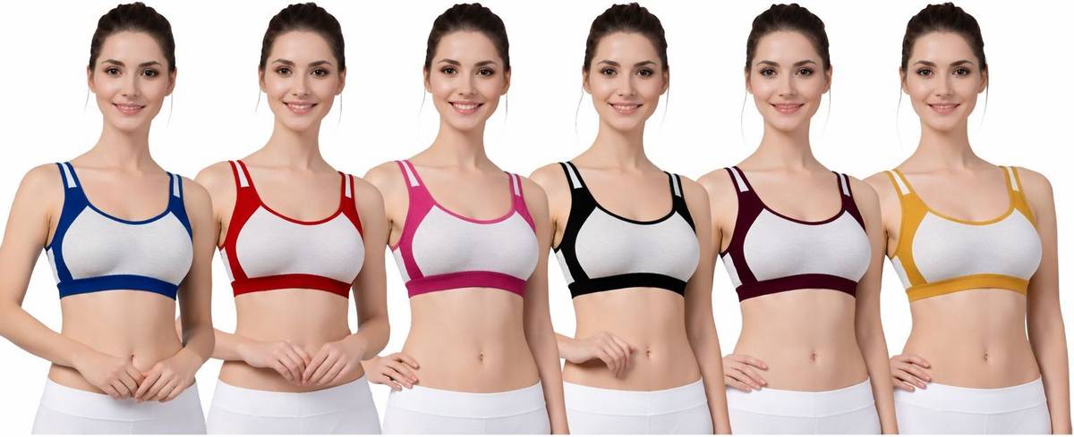 Wonkey by Pack of 6 Bra Pack of 6 Sport Bra Women Sports Non Padded Bra