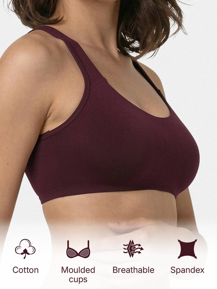 Enamor Womens SB06-Non-Padded, Wirefree & High Coverage Low Impact Sports Bra Women Sports Non Padded Bra — photo 4