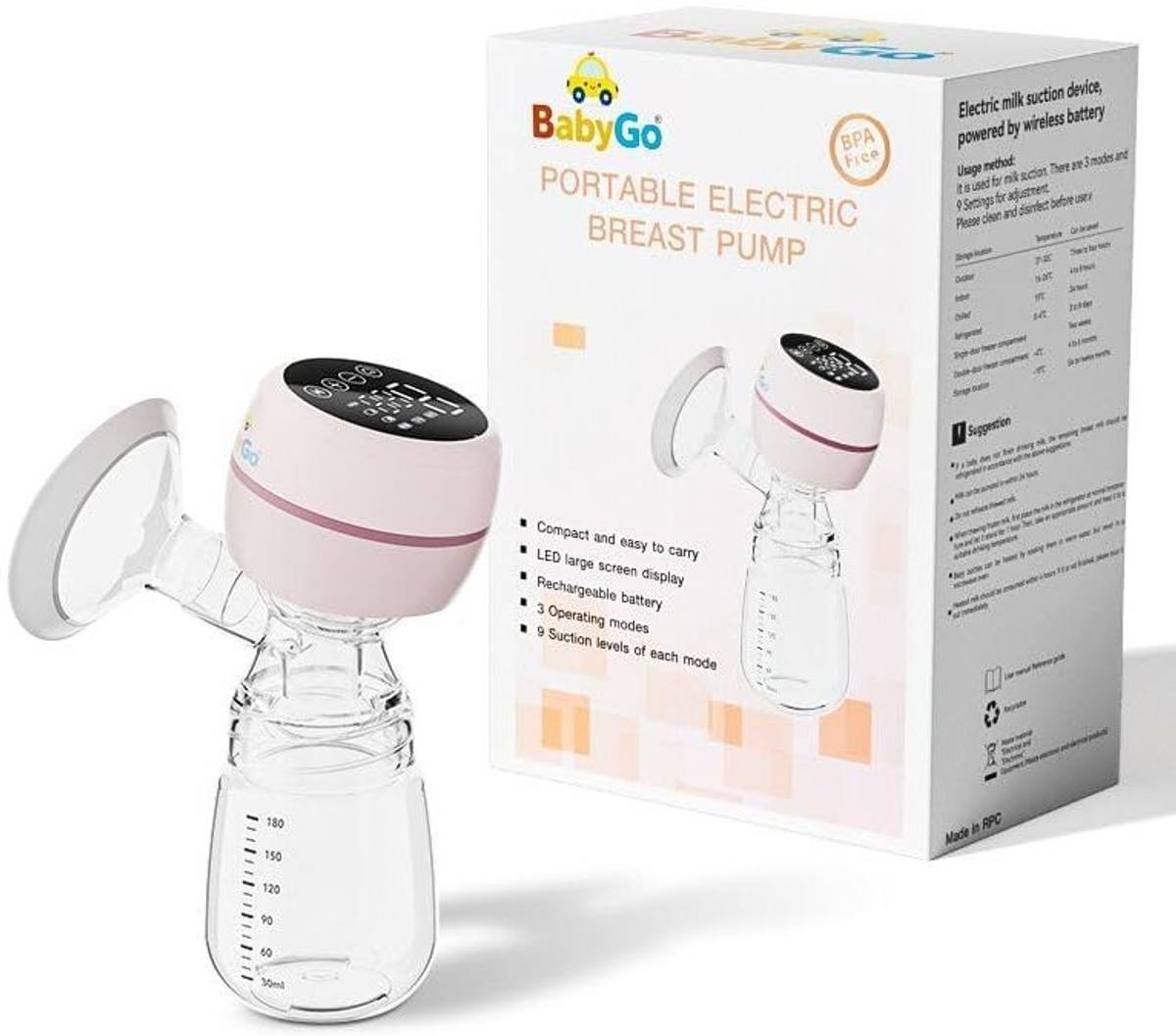 BabyGo Automatic Electric Breast Pump | BPA Free Breast Pump | LED Display - Electric