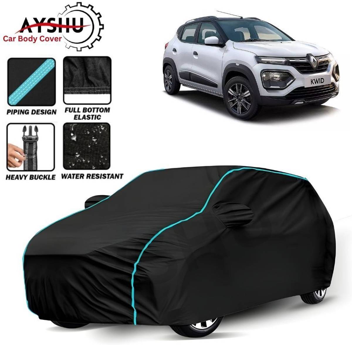 AYSHU Car Cover For Renault Kwid, Kwid AMT, Kwid Climber 1.0 AMT (With Mirror Pockets)