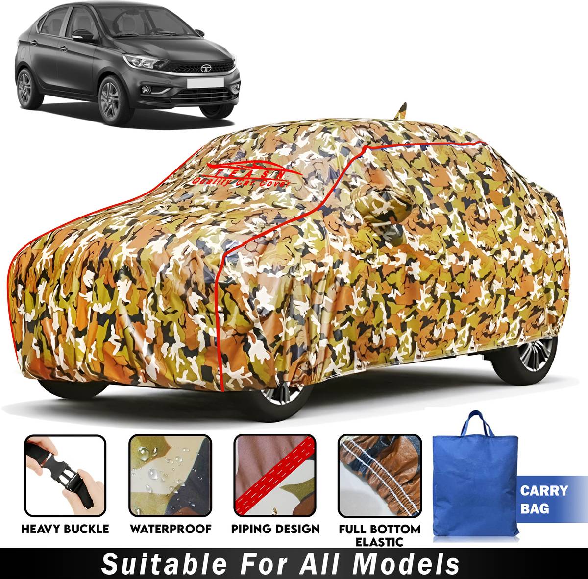 TEASN Car Cover For Tata Tigor (With Mirror Pockets)