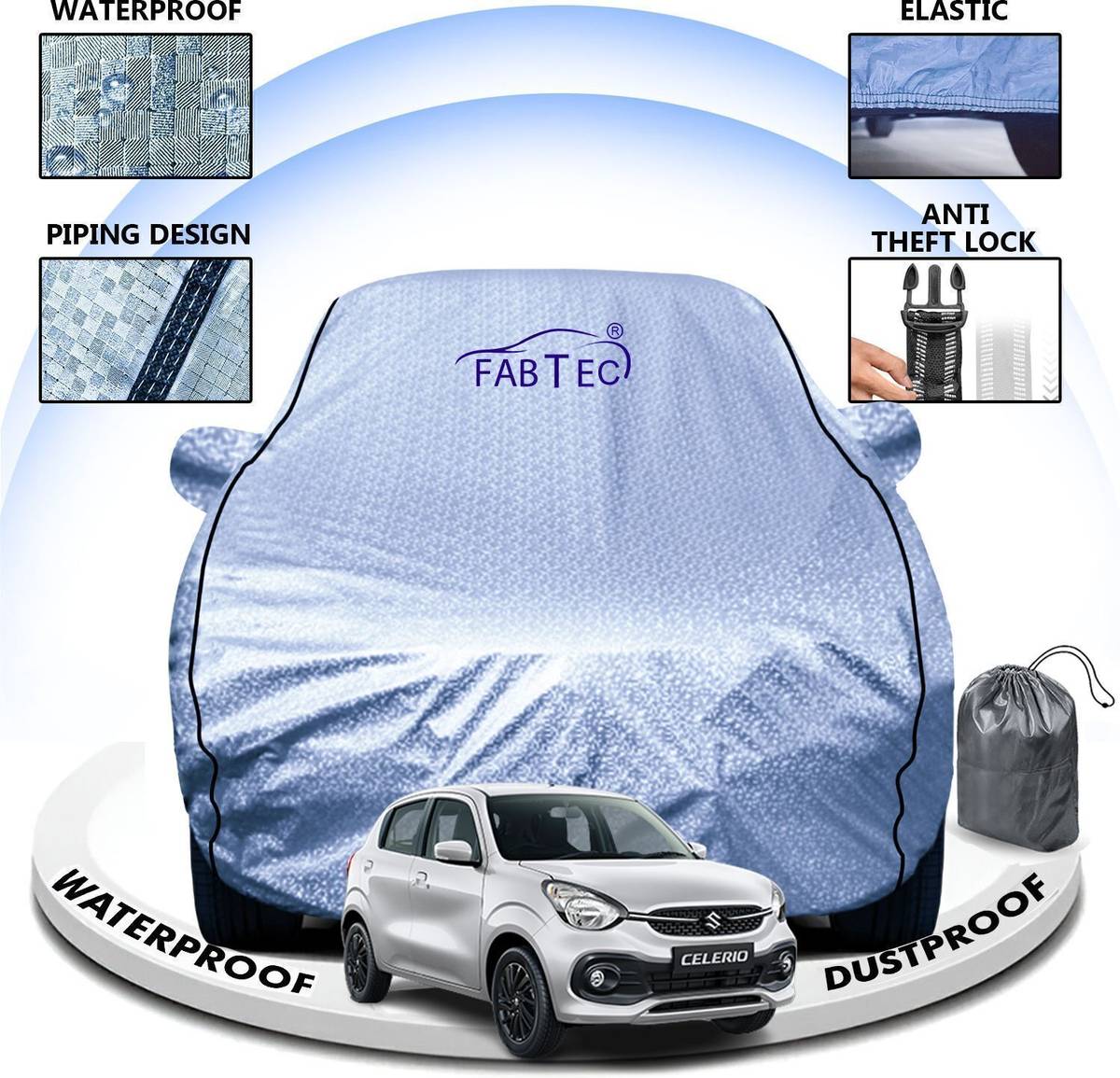 FABTEC Car Cover For Maruti Suzuki Celerio (With Mirror Pockets)