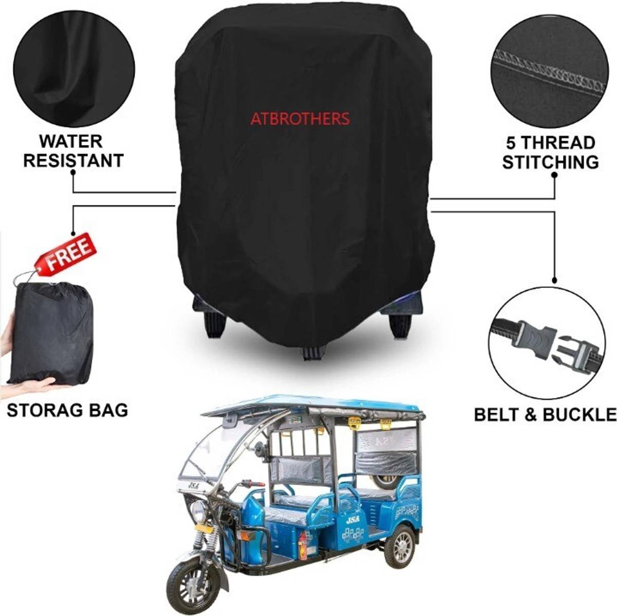ATBROTHERS Car Cover For Universal For Autorickshaw Universal For Autorickshaw (Without Mirror Pockets)