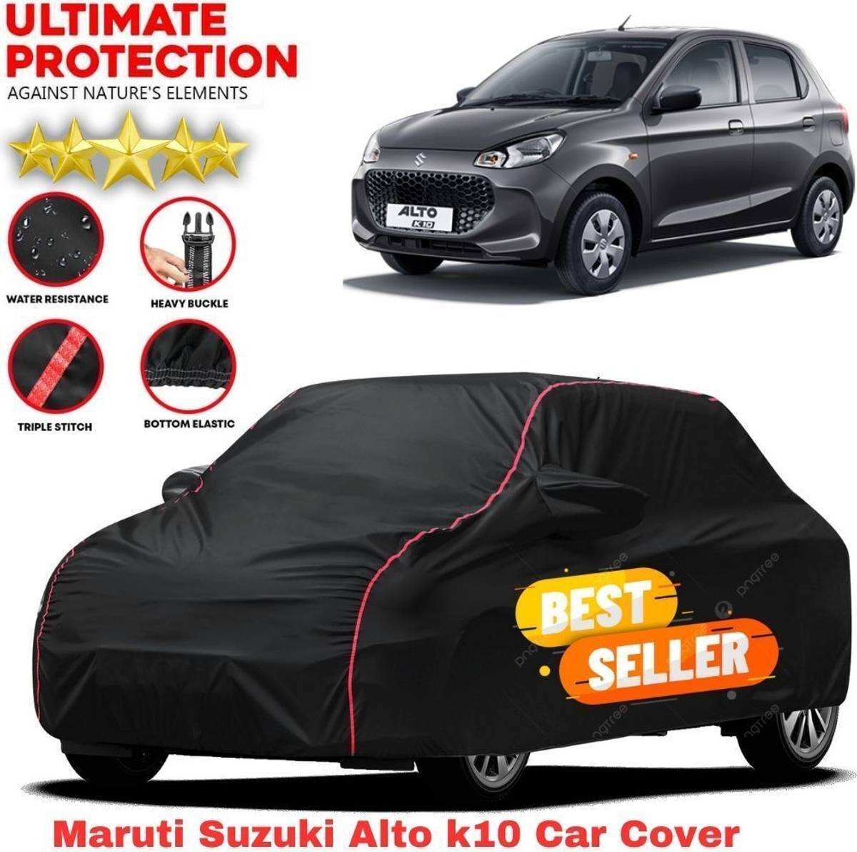 ACTIMO Car Cover For Maruti Suzuki Alto, Alto K10, Alto 800, Alto 800 CNG LX, Alto K10 LX, Alto K10 LXI CNG, Alto 800 VXI Plus Petrol (With Mirror Pockets)
