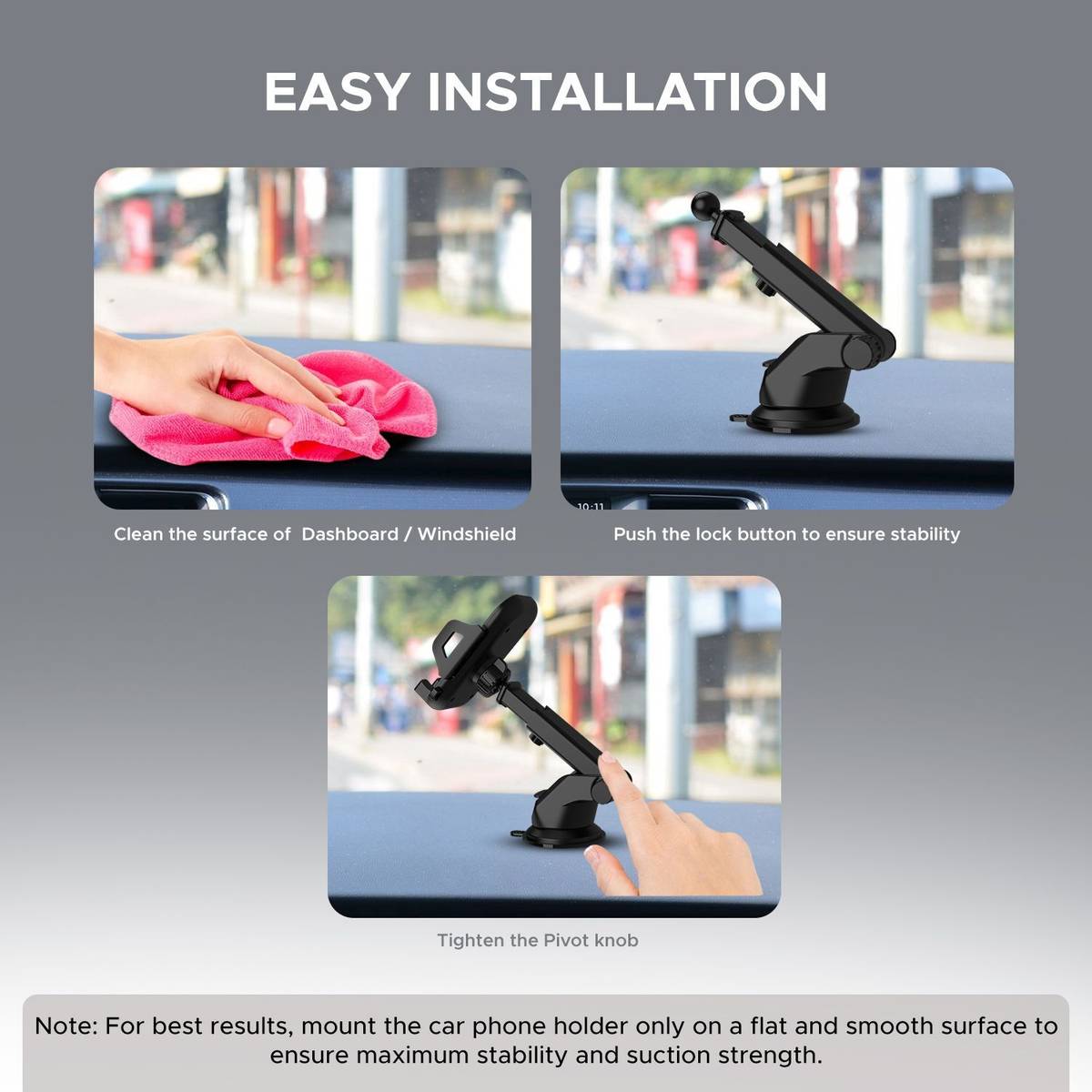 AMKETTE Car Mobile Holder for Dashboard, Windshield — photo 5