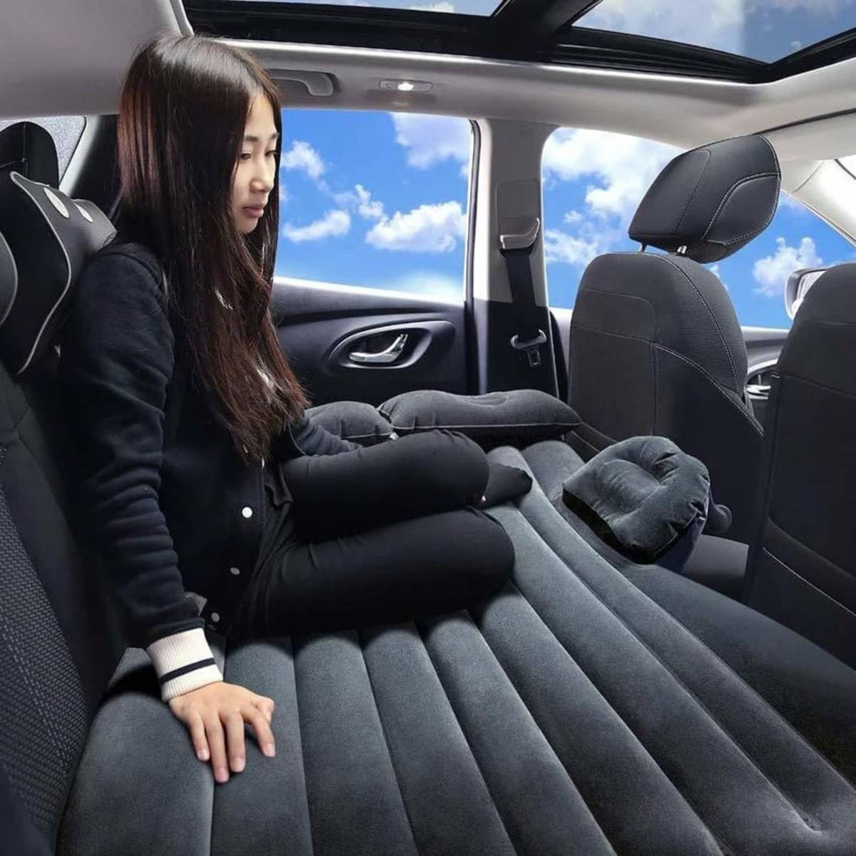 Enisley Car Inflatable Bed with Pump & 2 Air Pillows | Back Seat Car Air Mattress — photo 3