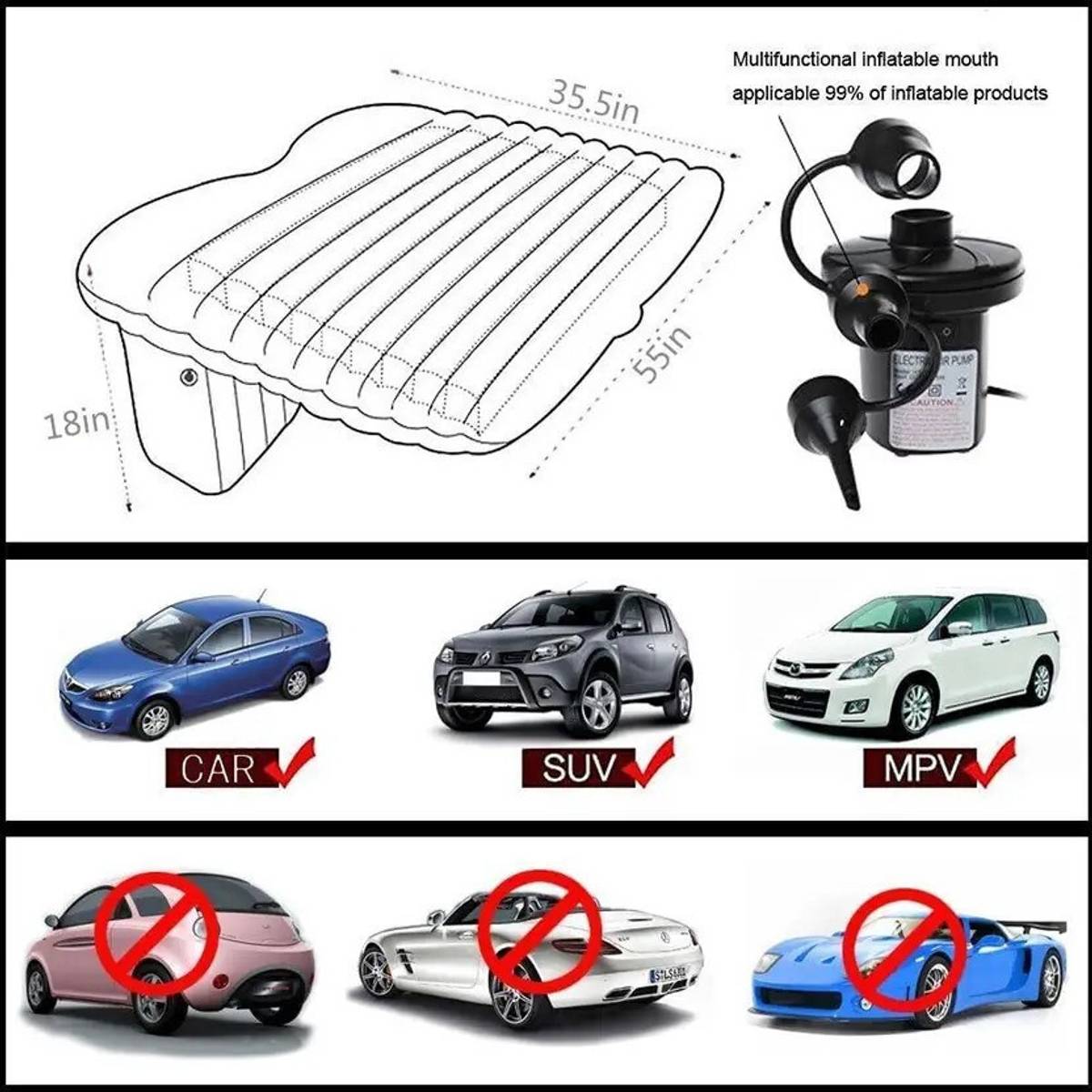 ASRYD Car Inflatable Bed 2 Air Pillows, Storage Bags, Air Pump and Repair Kit — photo 5