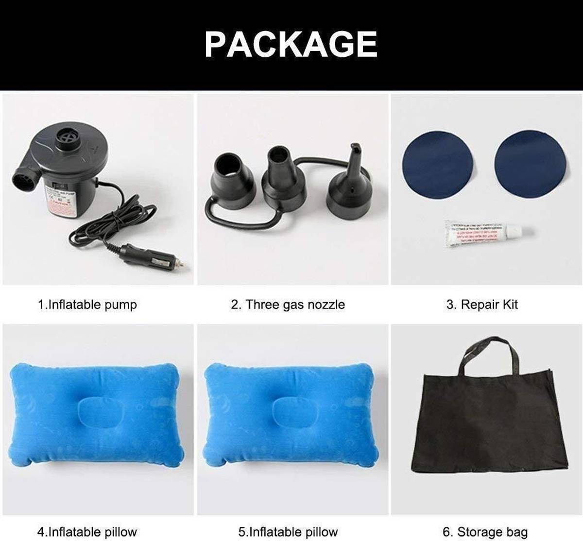 LAVITRA Inflatable Travel Car Bed Air Sofa with Two Inflatable Pillow pump storage bag Car sleeping beds for kids and adults Car Inflatable Bed — photo 3