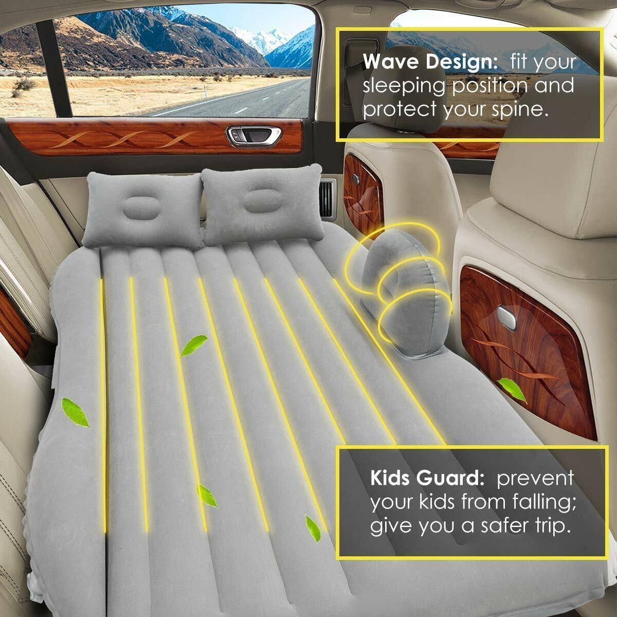 varnirajimportexport CAR BED_GRAY Premium Car Air Mattress|Car Inflatable Bed with Electric Pump & 2 Air Pillow Car Inflatable Bed — photo 2