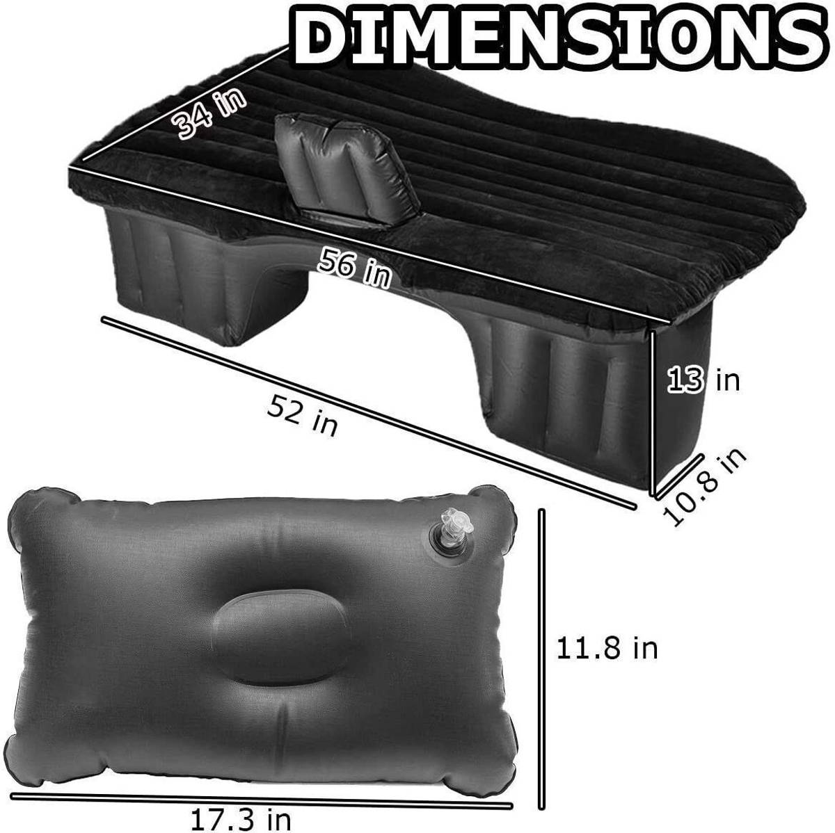 BALKRISHNA ENTERPRISE Premium Car Air Mattress With Air & 2 Pillow|Travel,Picnic,Pool,Black| Universal Fit Car Inflatable Bed — photo 2