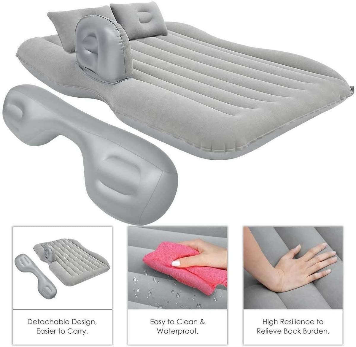 varnirajimportexport CAR BED_GRAY Premium Car Air Mattress|Car Inflatable Bed with Electric Pump & 2 Air Pillow Car Inflatable Bed — photo 3