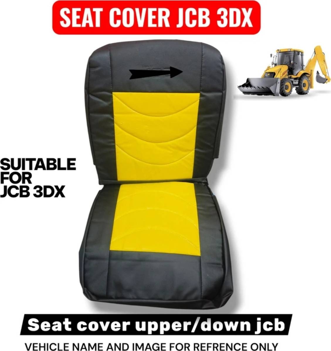 XON Rexin, PU Leather Car Seat Cover XON JCB 3DX Seat Cover Heavy Duty Leatherette with Double Layer Foam Cushion | Black & Yellow | Perfect Fit for JCB 3DX — photo 5
