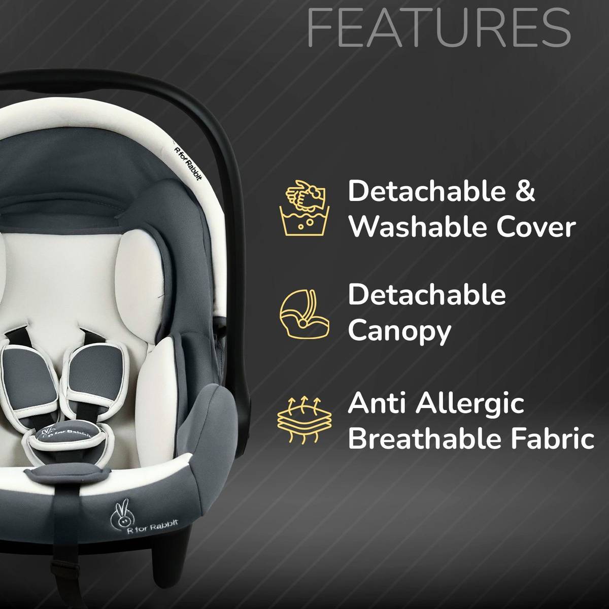 R for Rabbit Picaboo Sportz 3 in 1 Carry Cot with Breathable Fabric for 0-15 Months Baby Carry Cot — photo 4