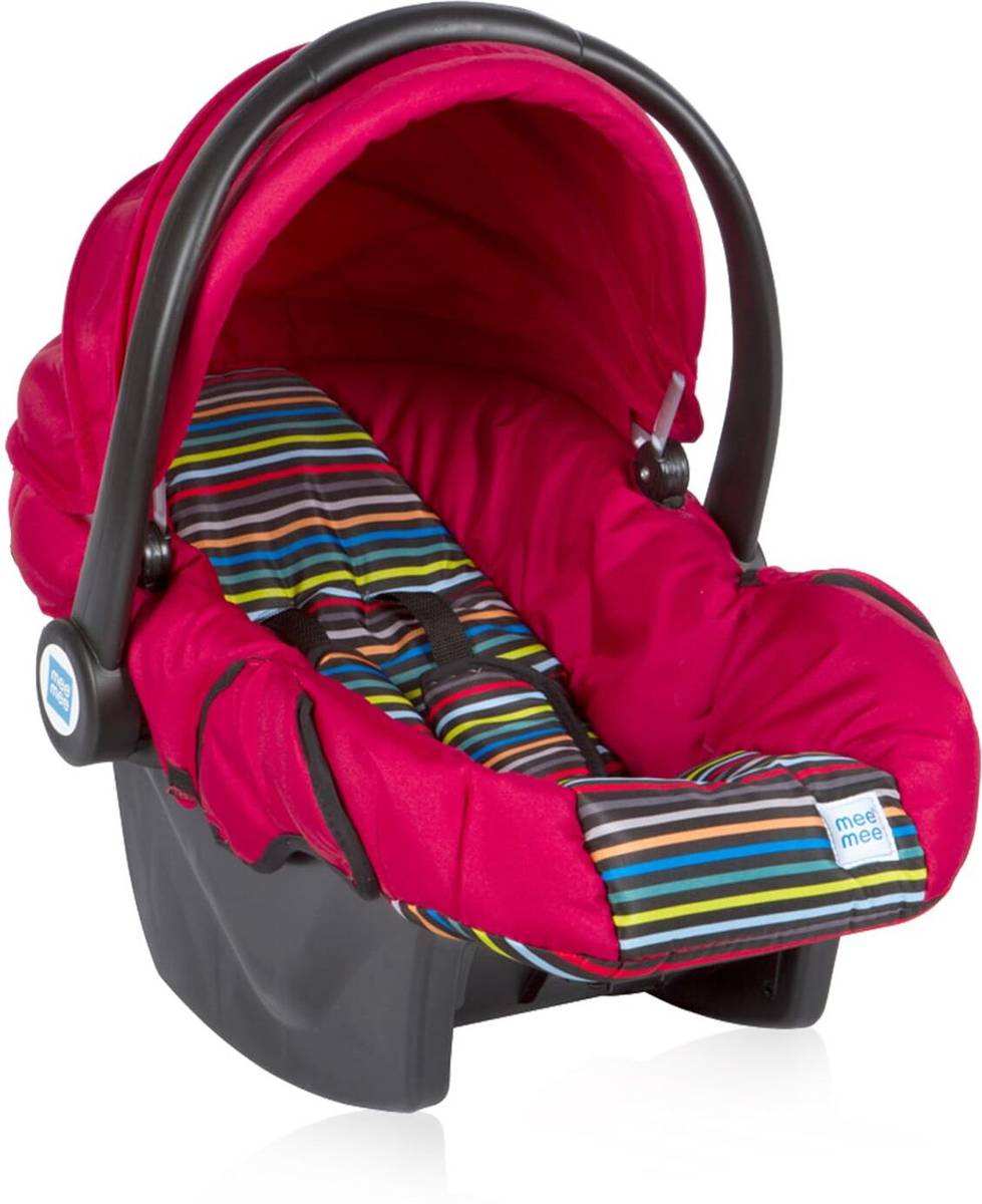 MeeMee Baby Car Seat Cum Carry Cot with Thick Cushioned Seat & Head Support_Red Baby Car Seat