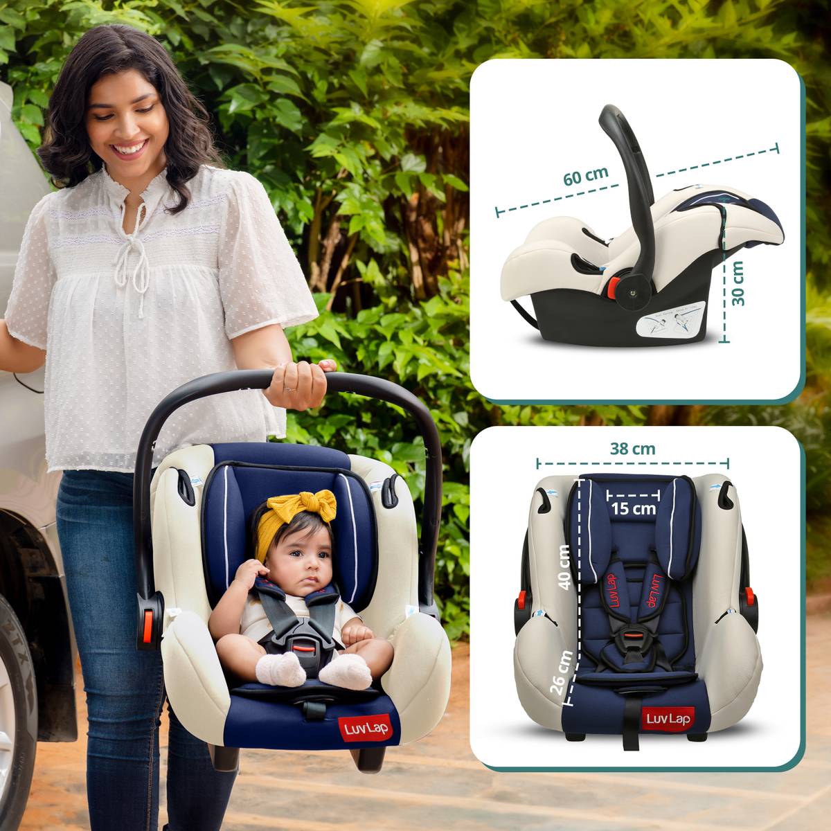 LuvLap 4-in-1 Infant/Baby Car Seat cum Baby Carry Cot, for New Born Baby to 15 Months Baby Car Seat — photo 2