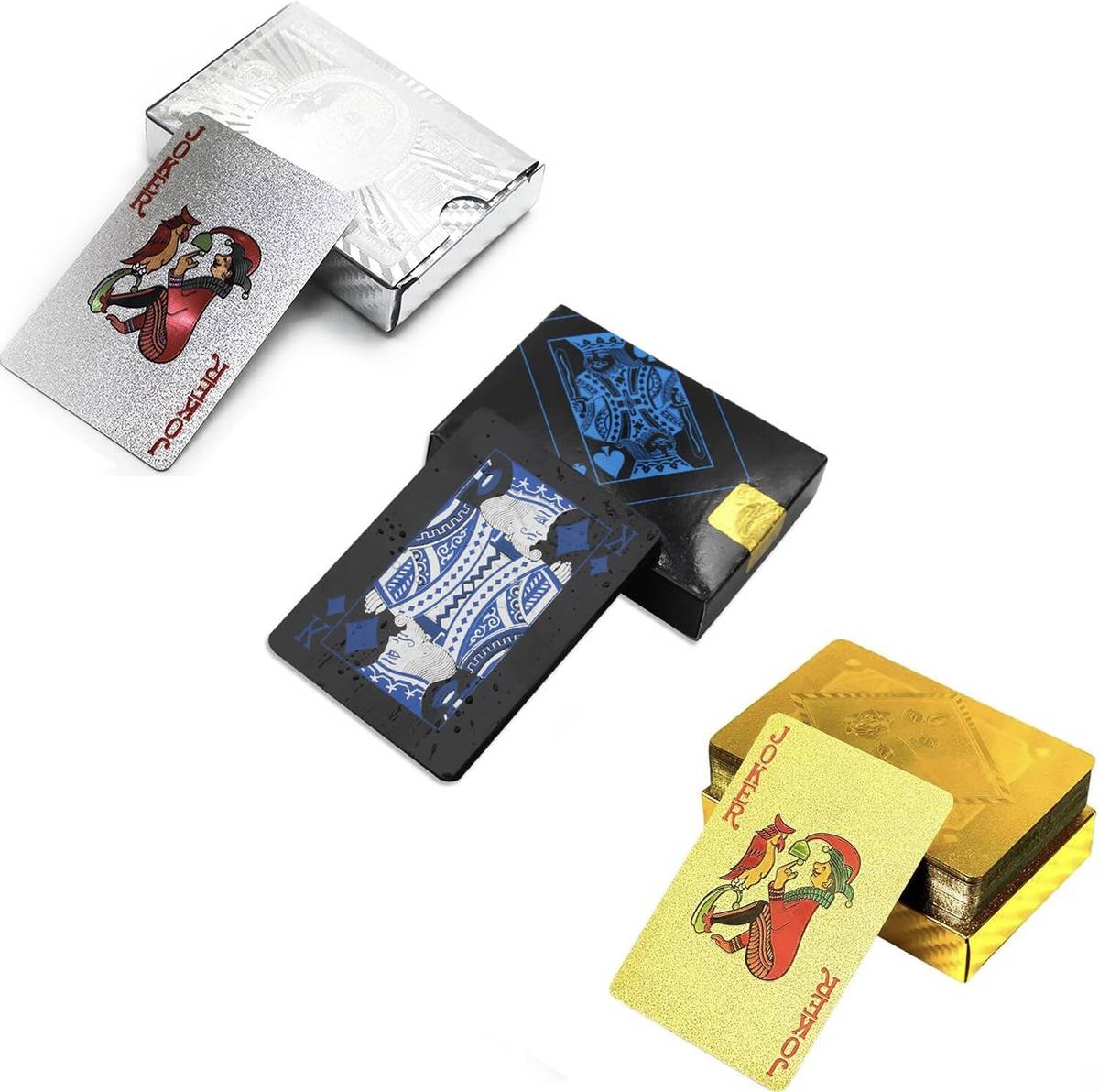 JERICOS PVC Waterproof Poker Playing Cards Gold Silver Black Pack