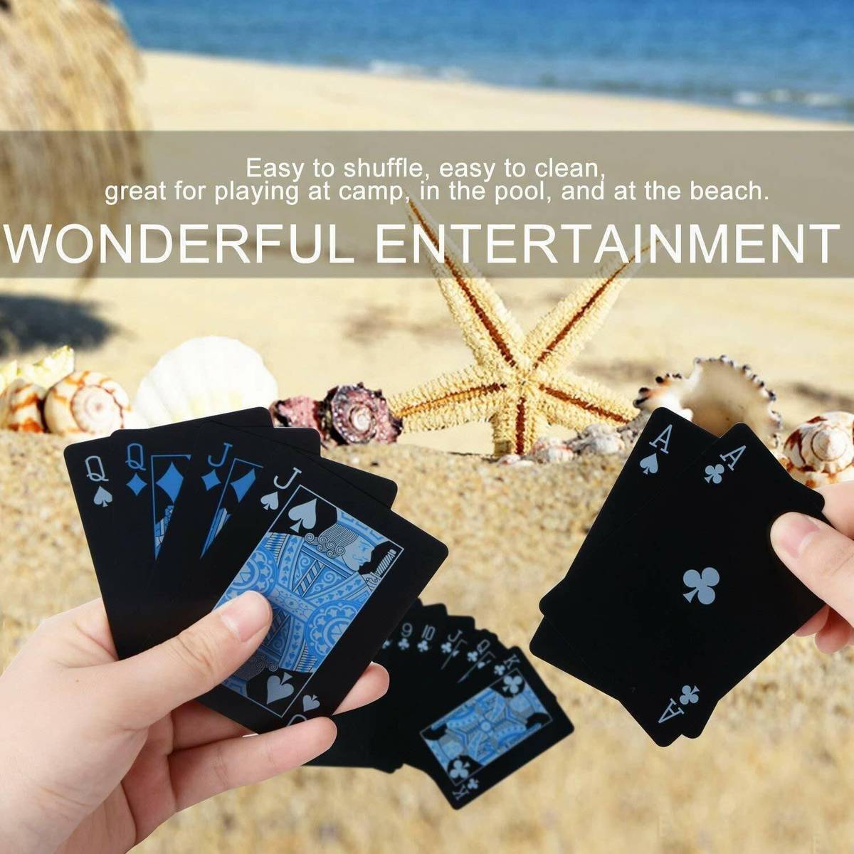 SHUANG YOU Unique Black Good Quality Waterproof Colorful Playing Cards Plastic Deck Poker Playing Card