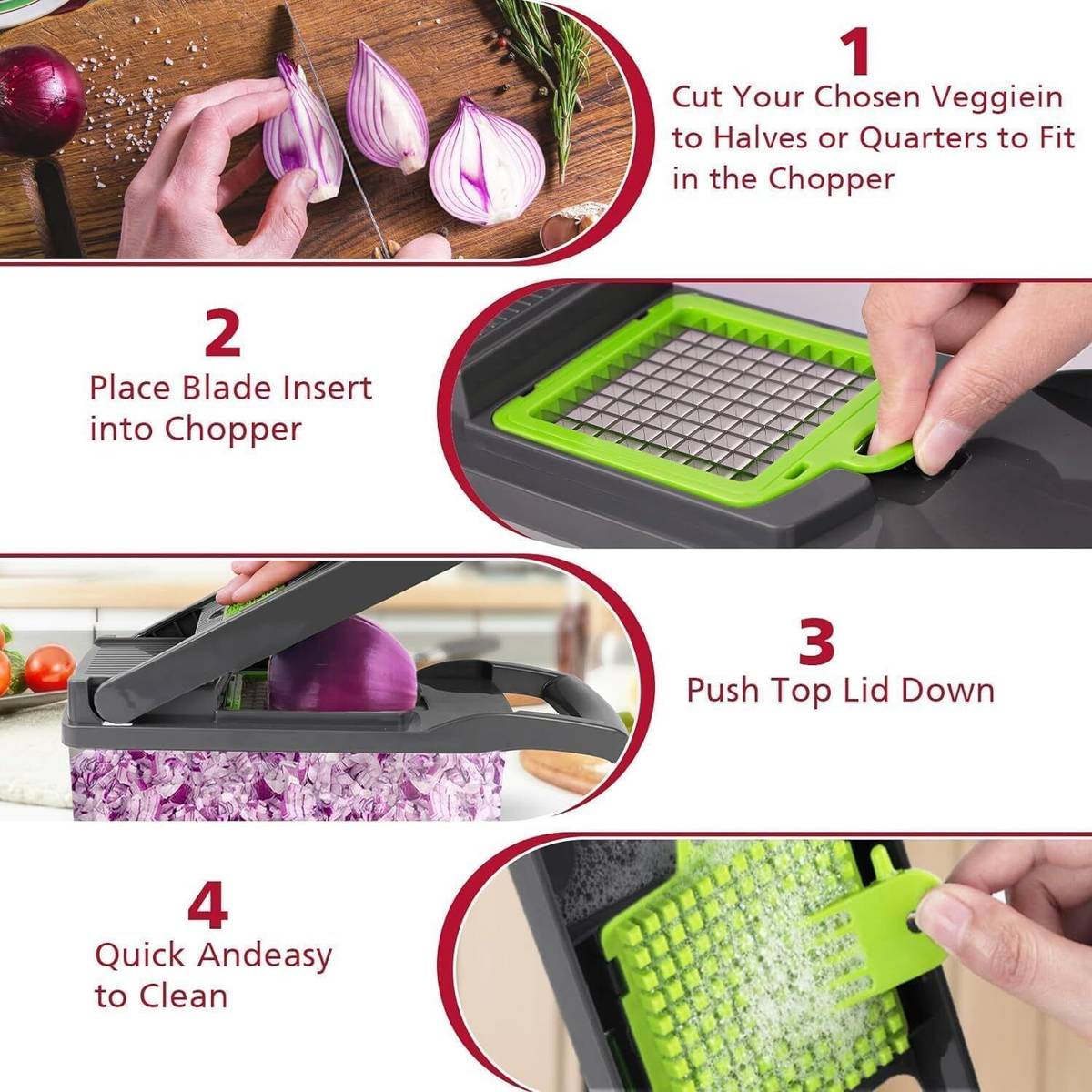 14 in 1 Vegetable Chopper with Container, Slicer, Dicer & Grater Cutter Vegetable & Fruit Chopper — photo 4