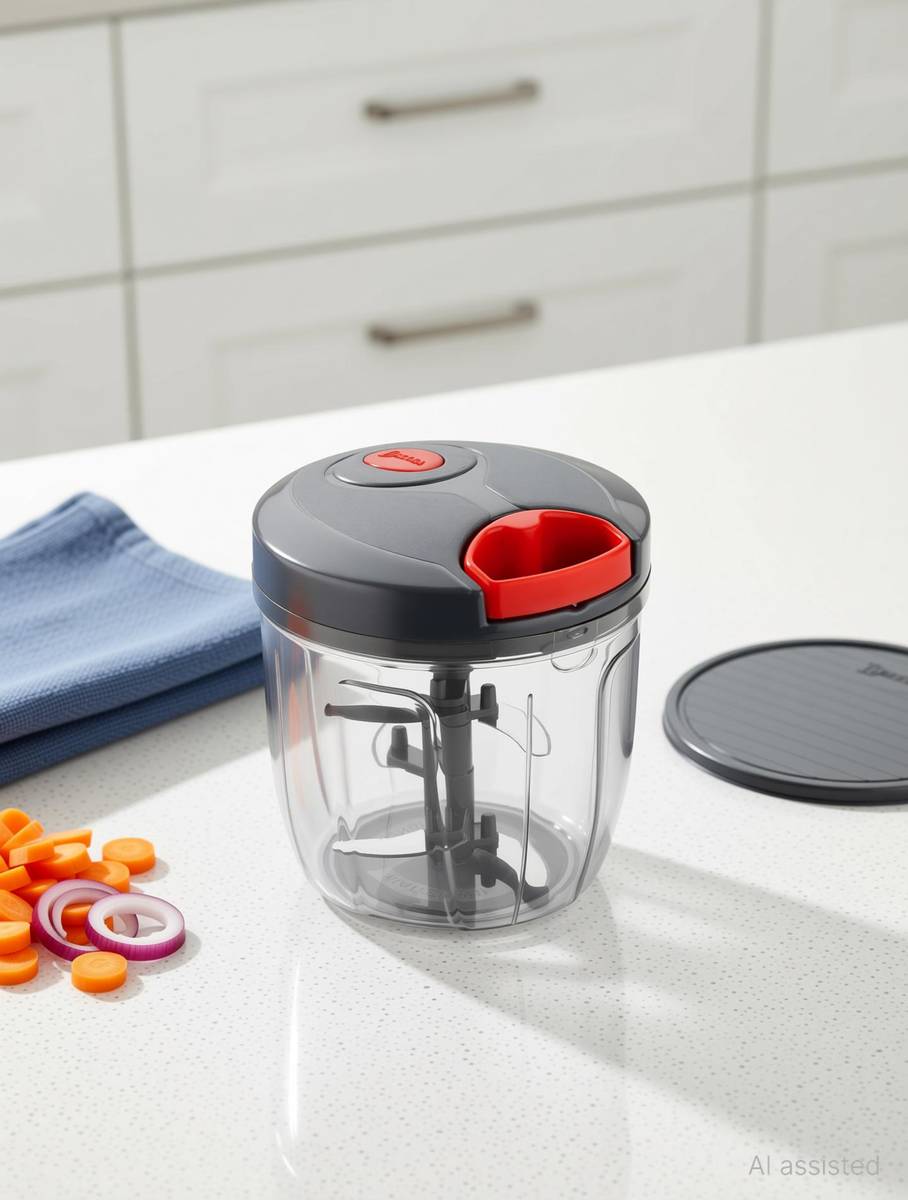 DDecora 1000 ml with 5 stainles steel powerful blade , new handy quick XL chopper Vegetable & Fruit Chopper — photo 2