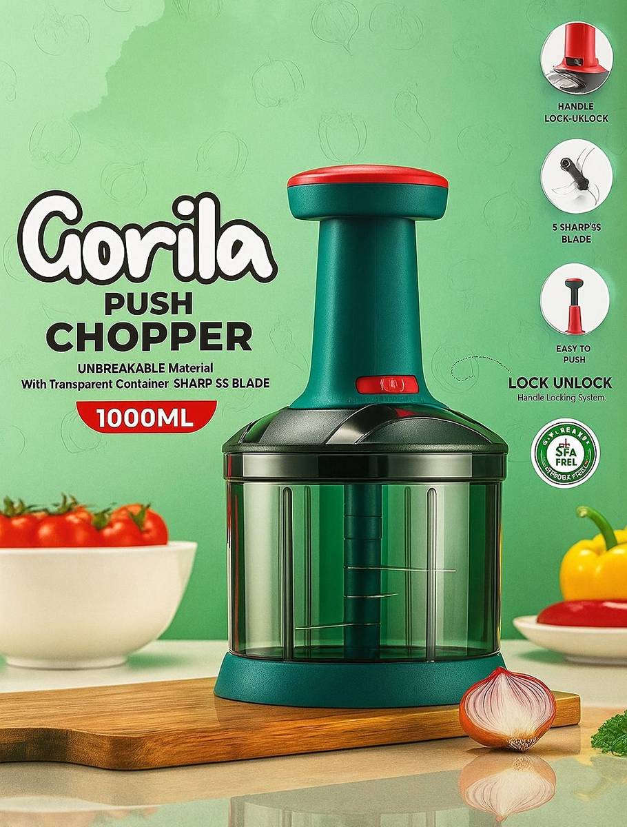 Hand Push Chopper with 3 Blades for Effortless Chopping Vegetables & Fruits Kitchen Tool Set — photo 4
