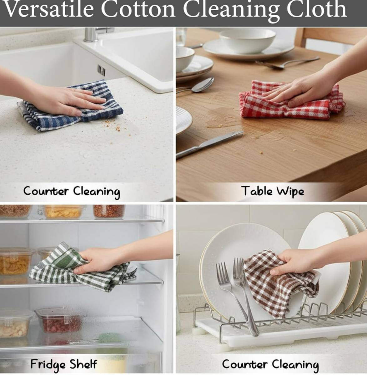 Kitchen Cleaning Napkins Cotton Reusable Dish Wipe Towels Wet and Dry Cotton Cleaning Cloth — photo 3