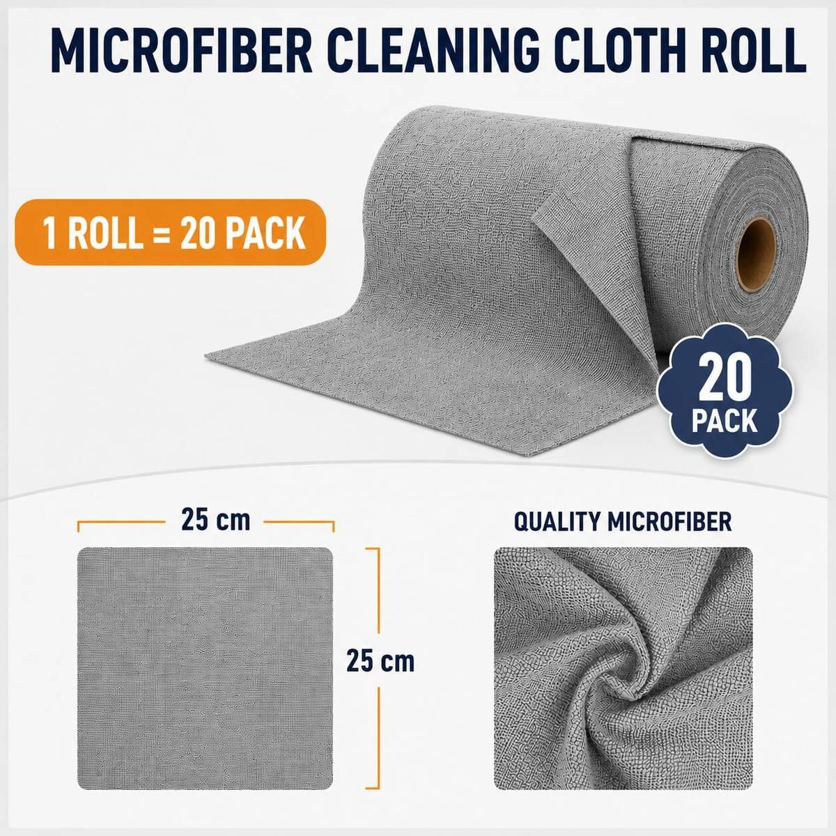 Flipkart SmartBuy Microfiber Cleaning Cloth Roll 20 Sheets Grey Cloth Napkins — photo 4