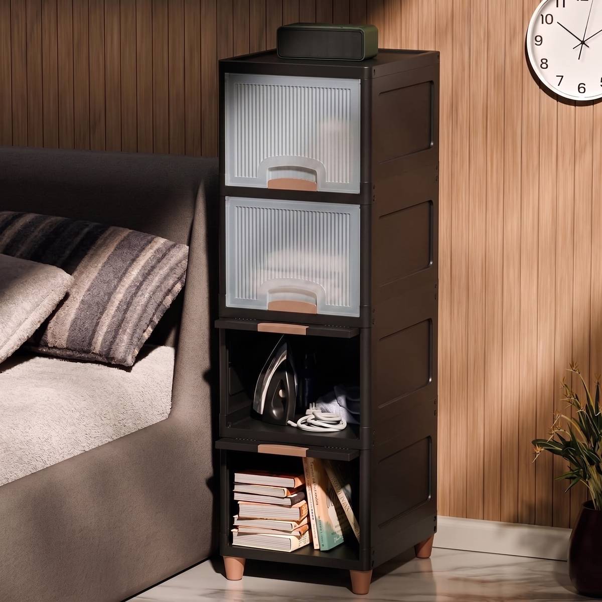 HEGZI Almirah for Clothes Cupboard Clothes Plastic Almirah, Foldable Wardrobe PVC Collapsible Wardrobe
