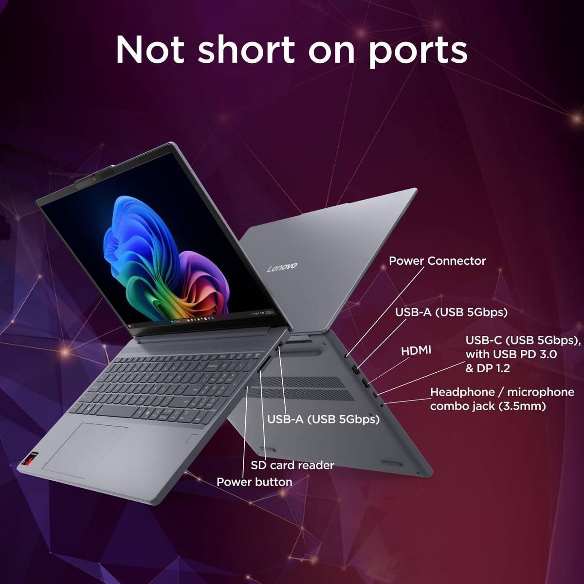 Lenovo IdeaPad Slim 3 with 1Yr ADP Snapdragon X - (16 GB/1 TB SSD/Windows 11 Home) 15Q8X10 Thin and Light Laptop — photo 5