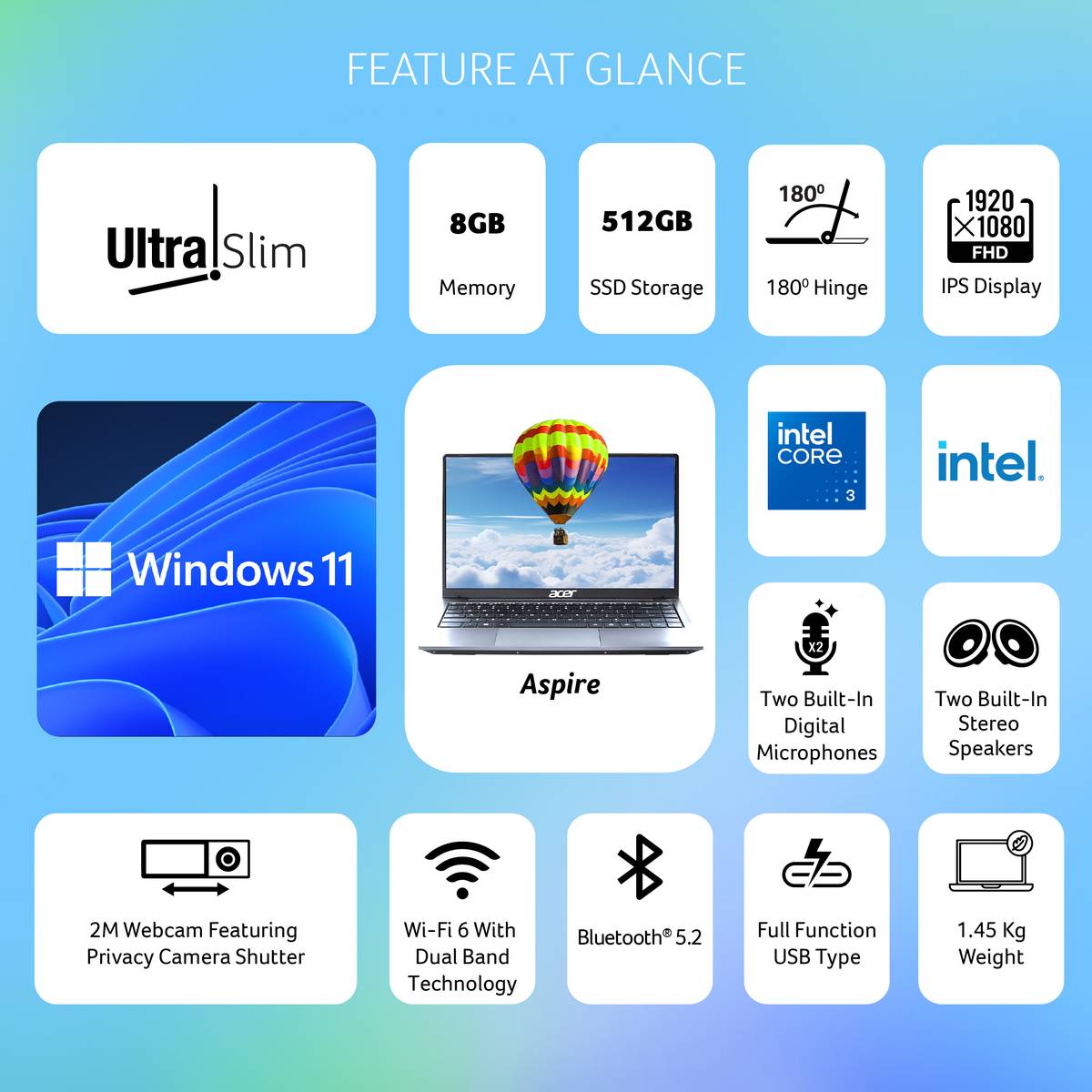 Acer Aspire 3 (i3 14th Gen) Intel Core 3 100U - (8 GB/512 GB SSD/Windows 11 Home) A324-53 Notebook — photo 2