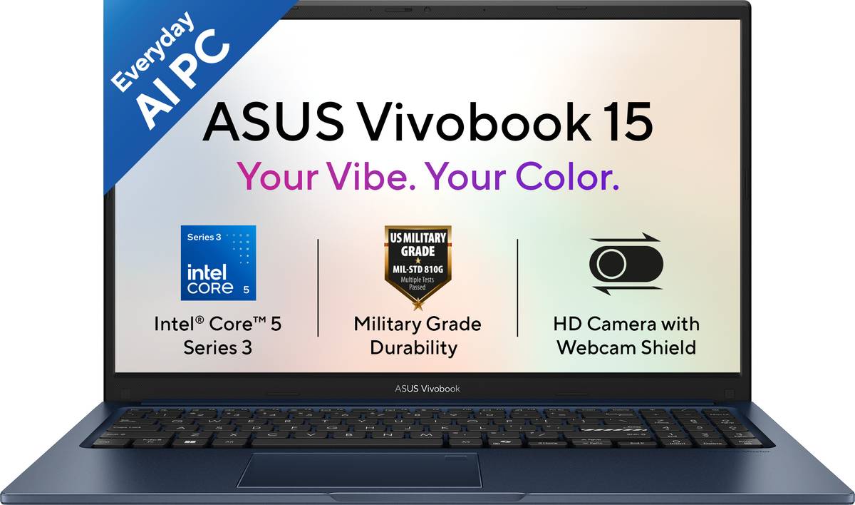 ASUS Vivobook 15 (2026), AI PC with NPU up to 16TOPS, Intel Core 5 320 - (16 GB/512 GB SSD/Windows 11 Home) X1504MA-BQ126WS Thin and Light Laptop