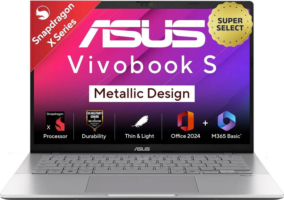 ASUS Vivobook S14 (2025) with Office 2024 + M365 Basic*, AI PC, Backlit Keyboard, Snapdragon X - (16 GB/512 GB SSD/Windows 11 Home) S3407QA-KP020WS Thin and Light Laptop