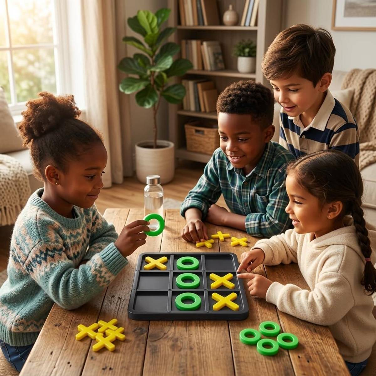 Tic Tac Toe Board Game for Kids & Adults | XO Strategy Puzzle with Coins Board Game Accessories — photo 4